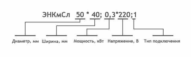 Маркировка кольцевого нагревателя соплового латунного 